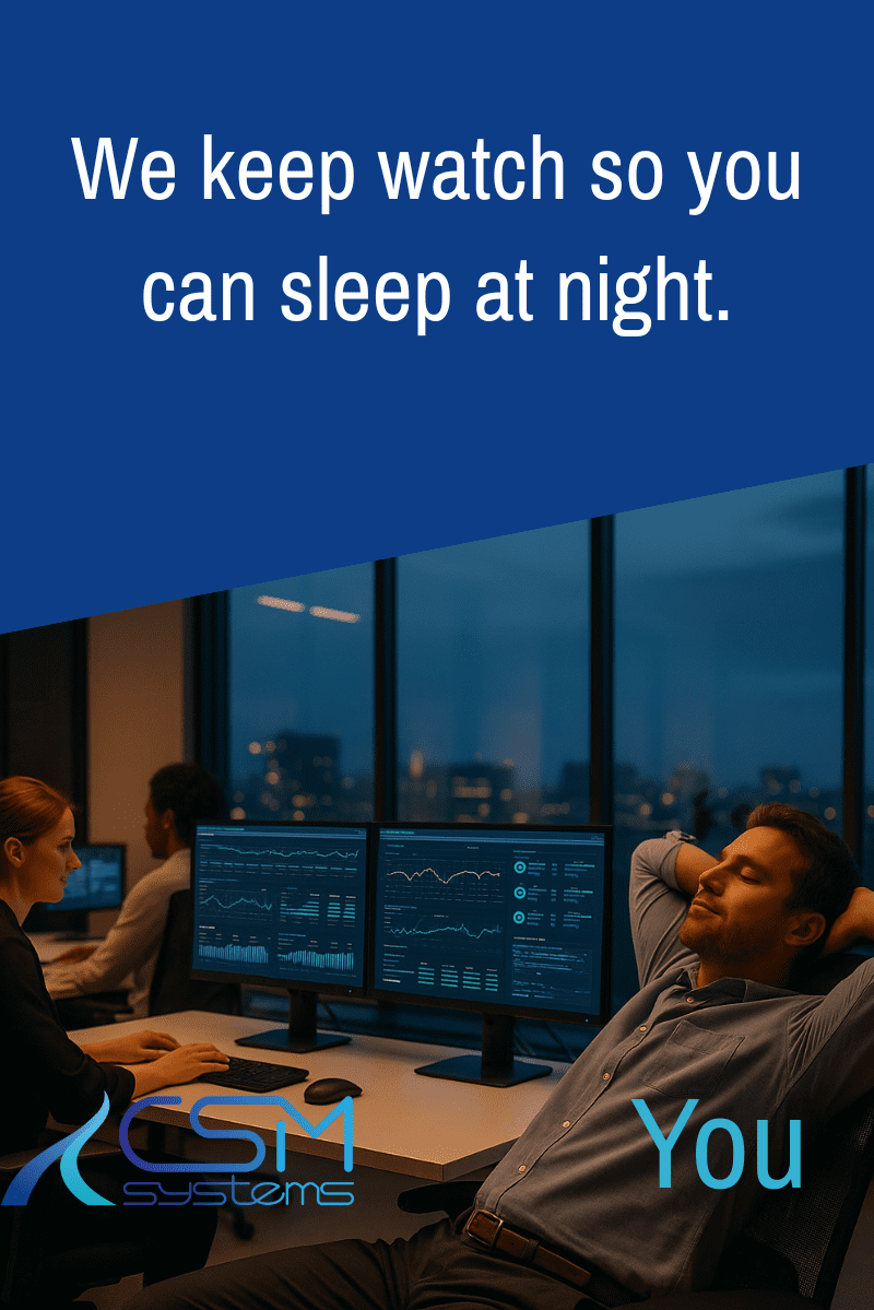 CSM Systems monitiors clients systems 24/7 for intrusions, keeping them safe from hackers and criminals who would want to steal money from their property management company.
